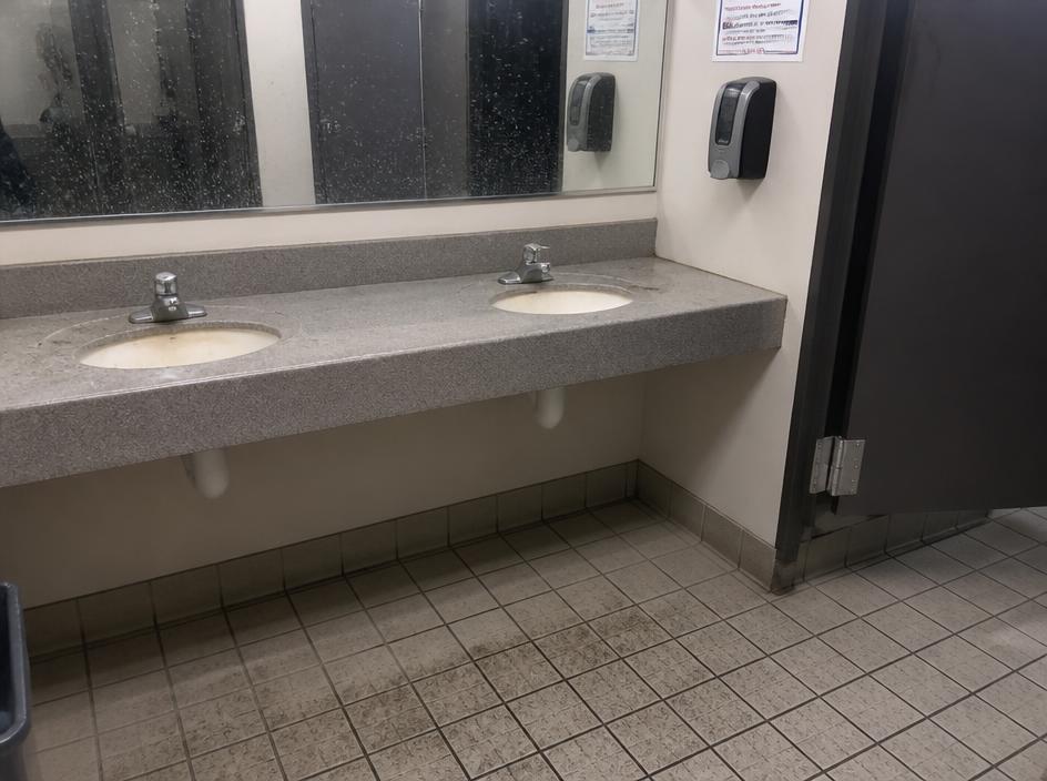 Commercial restroom before sanitation cleaning
